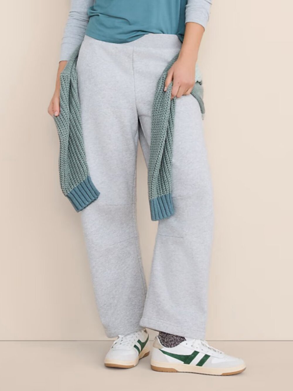 NWT NEW Ann Taylor LOFT Lou & Grey Heathered Elite Fleece Barrel Pants